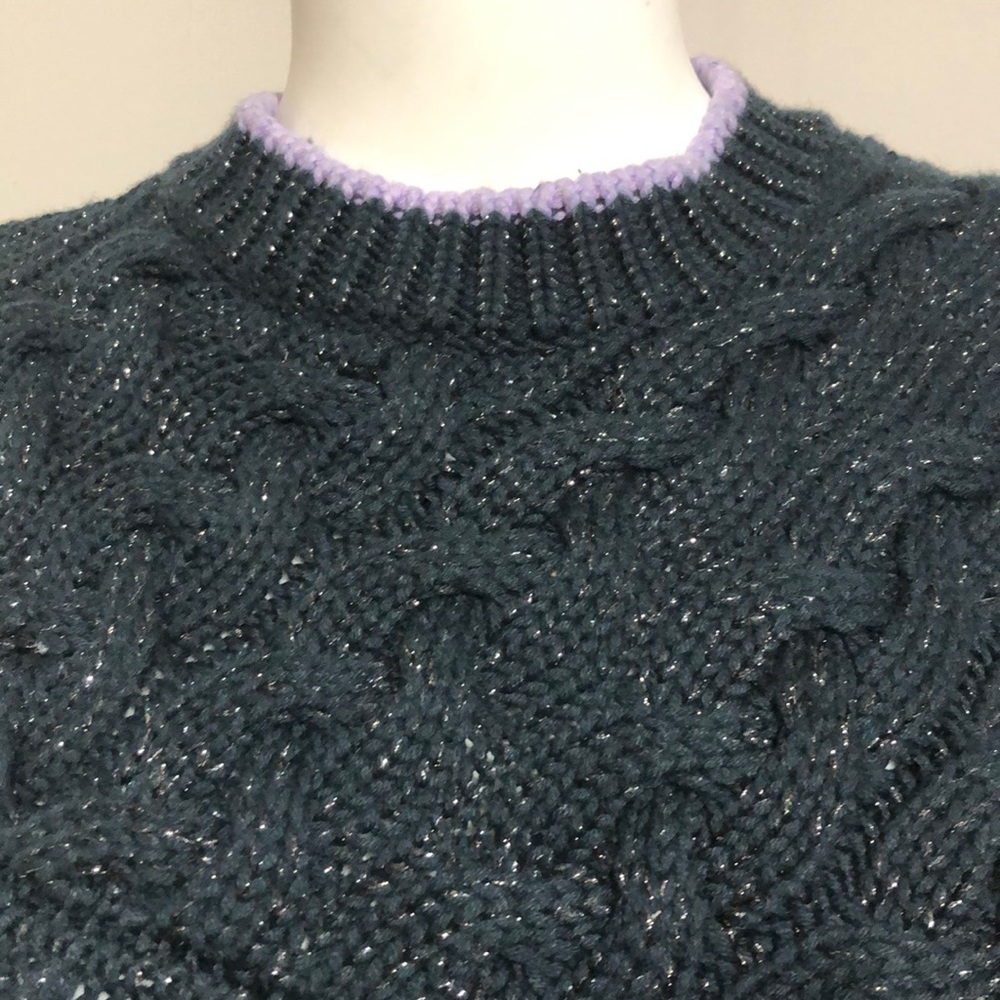 Ted Baker Cable Knit Dark Green silver sweater